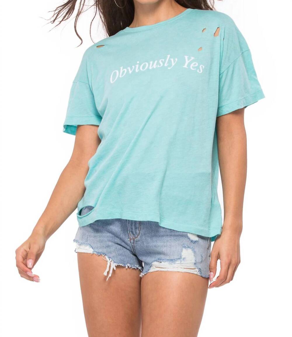 NEW WILDFOX obviously yes destroyed sonic tee in trance teal